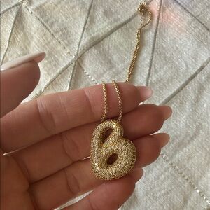 Elegant Gold Bubble Initial Pendant Necklace